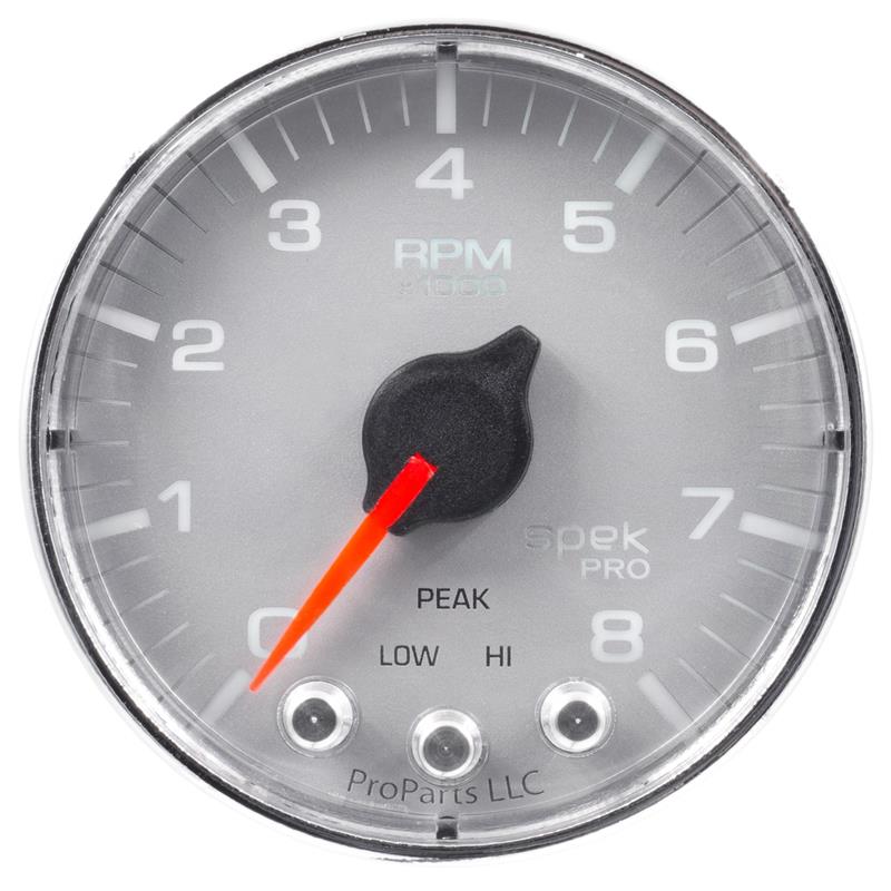 Autometer Spek-Pro Gauge Boost 2 1/16in 100psi Stepper Motor W/Peak & Warn Slvr/Chrm