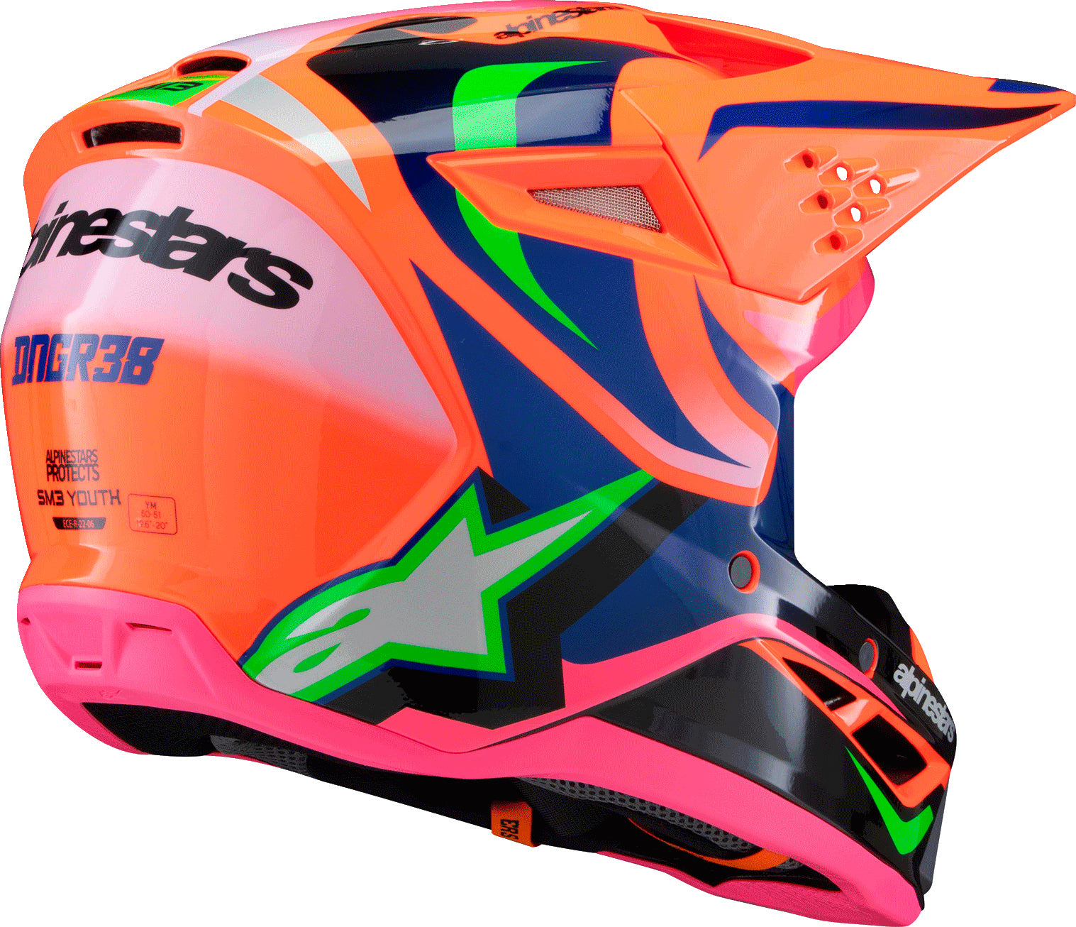 Sm3 Youth Deegan Helmet Orng Flo/Prpl/Pnk Fluo Ym