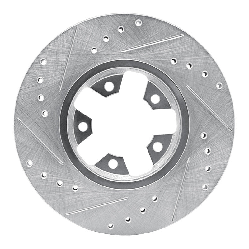 R1 84-89 Nissan 300ZX Front Right Drilled & Slotted Silver Brake Rotor