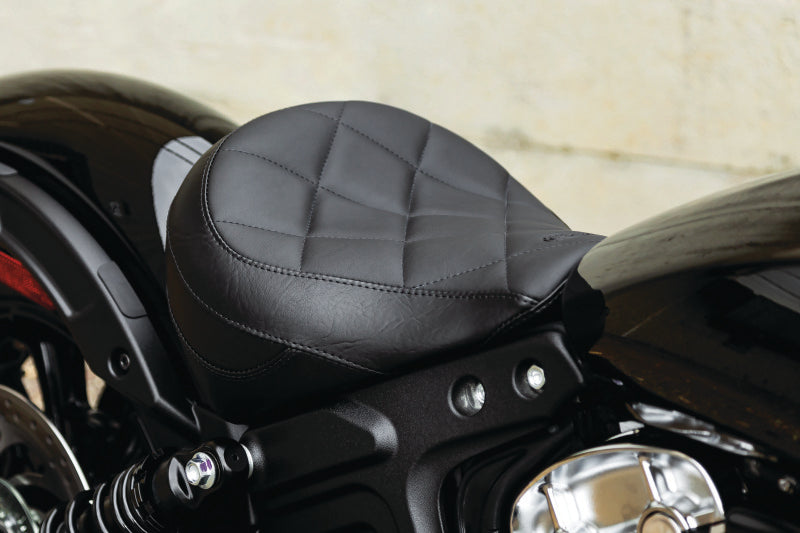 Mustang 18-21 Indian Scout Bobber Standard Touring Solo Seat Diamond Stitch - Black