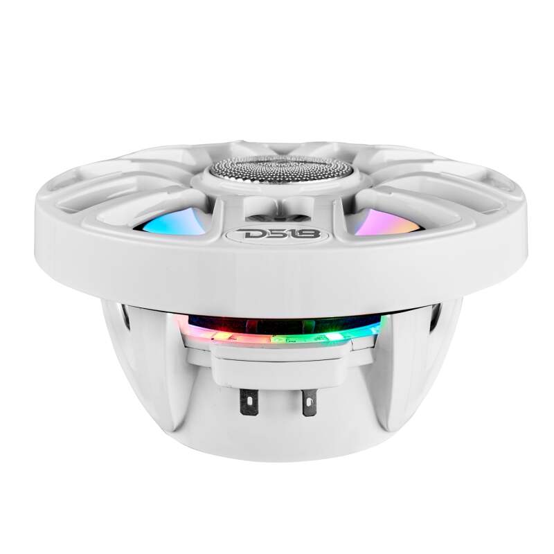 DS18 Marine 6.5in 2-Way 150 Watts RMS 4 ohm Digital LED Lights Bullet Tweeter Covers Included White