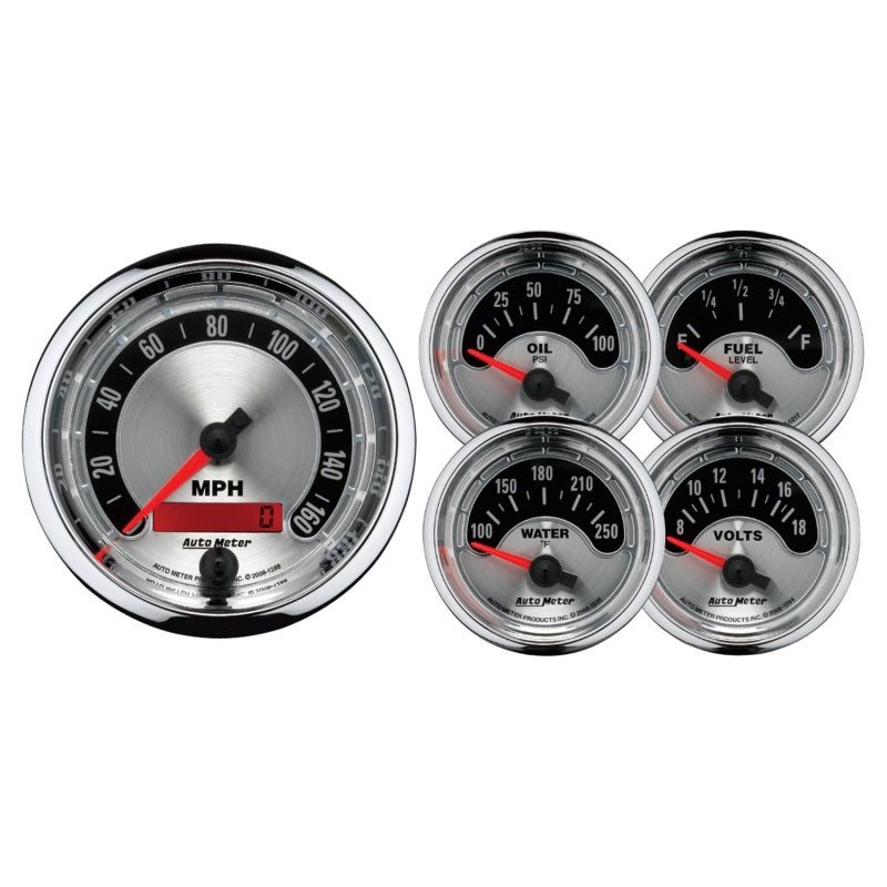 Autometer American Muscle Kit Box - Elec Speedo/Elec Oil Pressure/Water Temp/Volt/Fuel Level