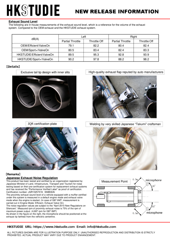 HKS HKSTUDIE EXHAUST for BMW G87 6MT
