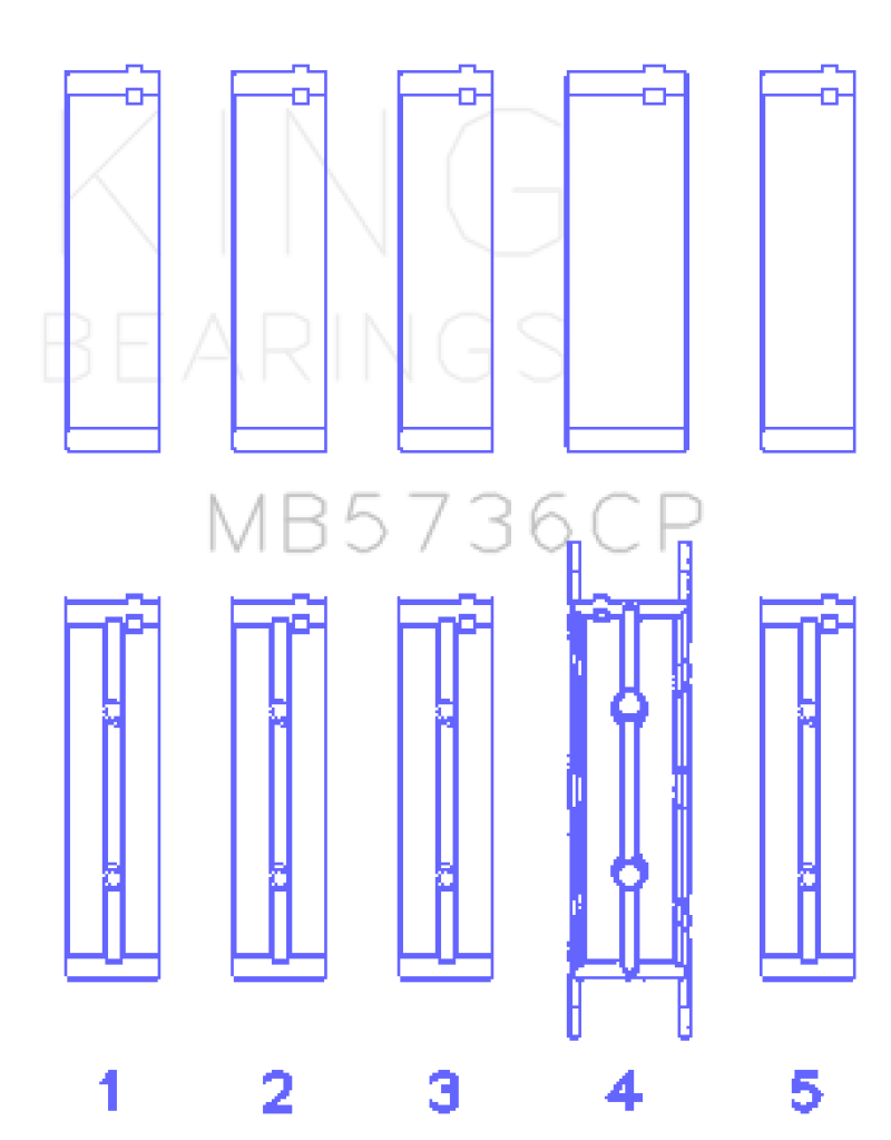 King Engine Bearings Ford Powerstroke 6.0L/6.4L Diesel Crankshaft Main Bearing Set - Size STD