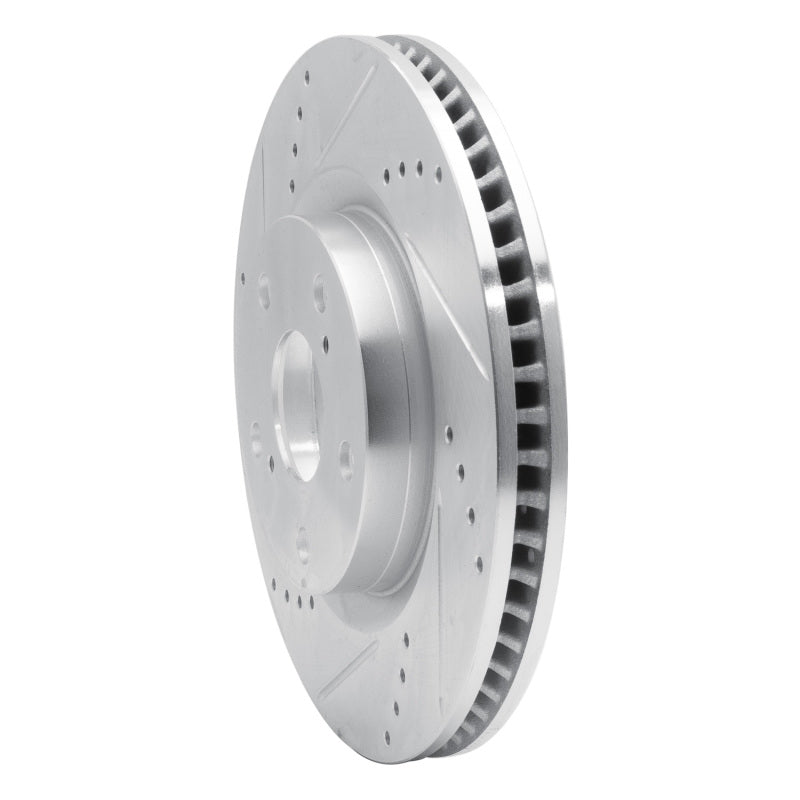 R1 2022-2023 Genesis G70 Front Left Drilled & Slotted Silver Brake Rotor