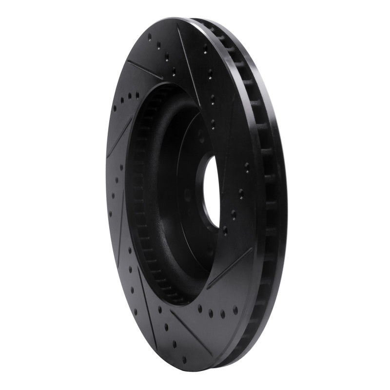 R1 18-23 Genesis G70 Front Left Drilled & Slotted Black Brake Rotor