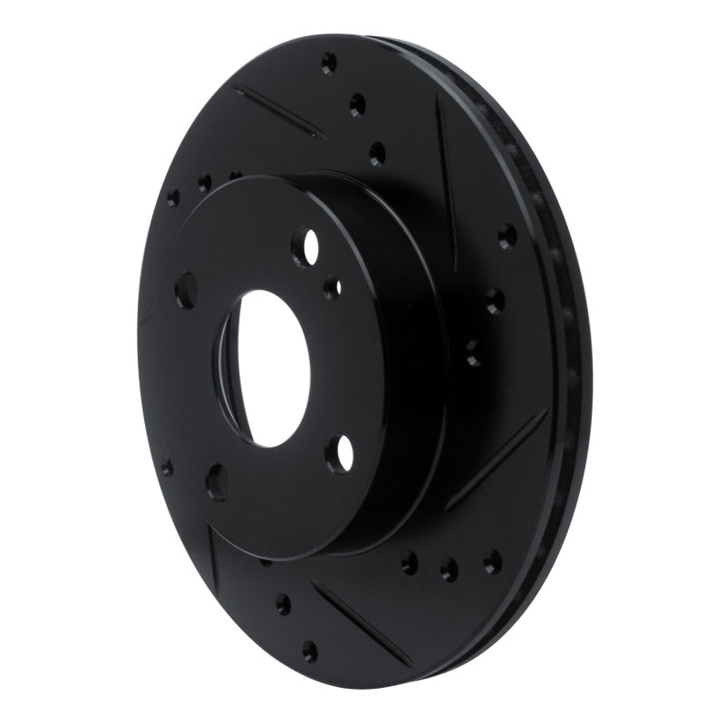 R1 90-93 Mazda Miata Front Right Drilled & Slotted Black Brake Rotor