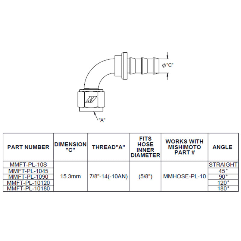 Mishimoto 90 Degree Push Lock Fitting - 10AN