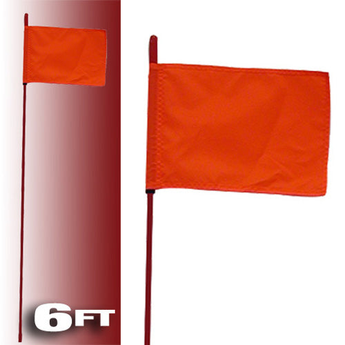 RED FIRE STICK W/ORANGE SAFETY FLAG - 6FT