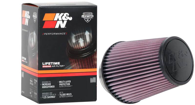 K&N Universal Clamp-On Air Filter 4in FLG / 6-1/2in B / 4-1/2in T / 7in H