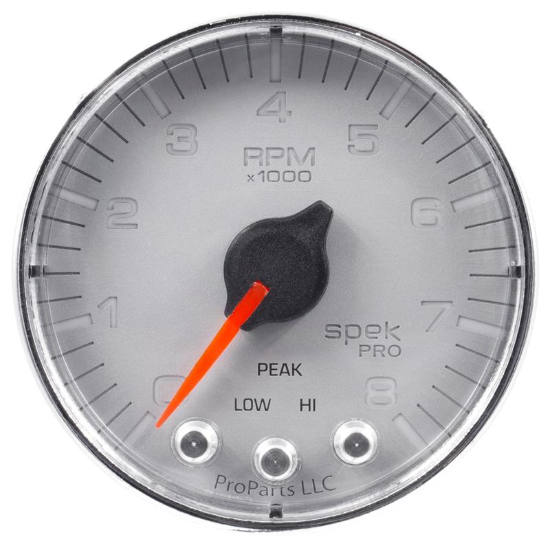 Autometer Spek-Pro Gauge Boost 2 1/16in 100psi Stepper Motor W/Peak & Warn Slvr/Chrm