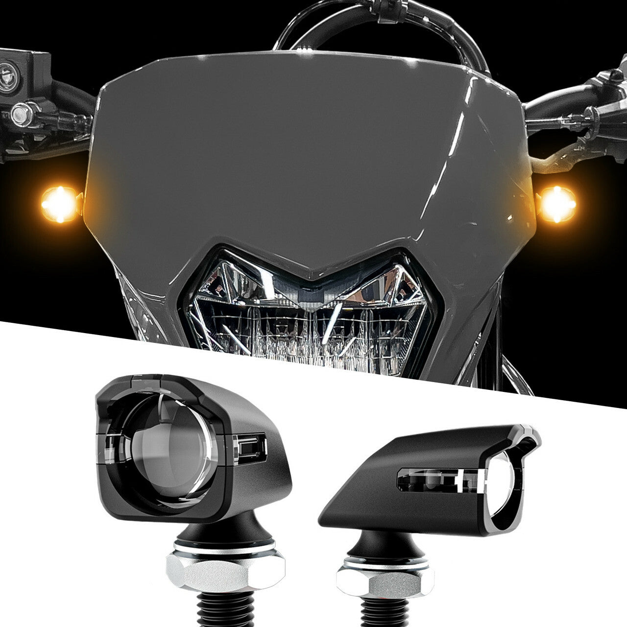 Mini Led Turn Signal Black Amber Pair