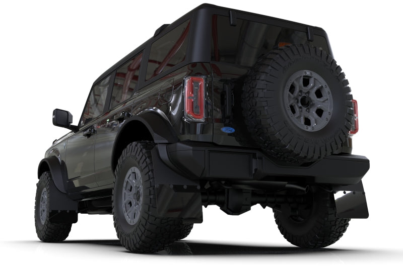 Rally Armor 21-25 Ford Bronco (Steel Bmpr - NO Rptr/Sprt - NO RR/RB) Blk Mud Flap w/Cy Orange Logo