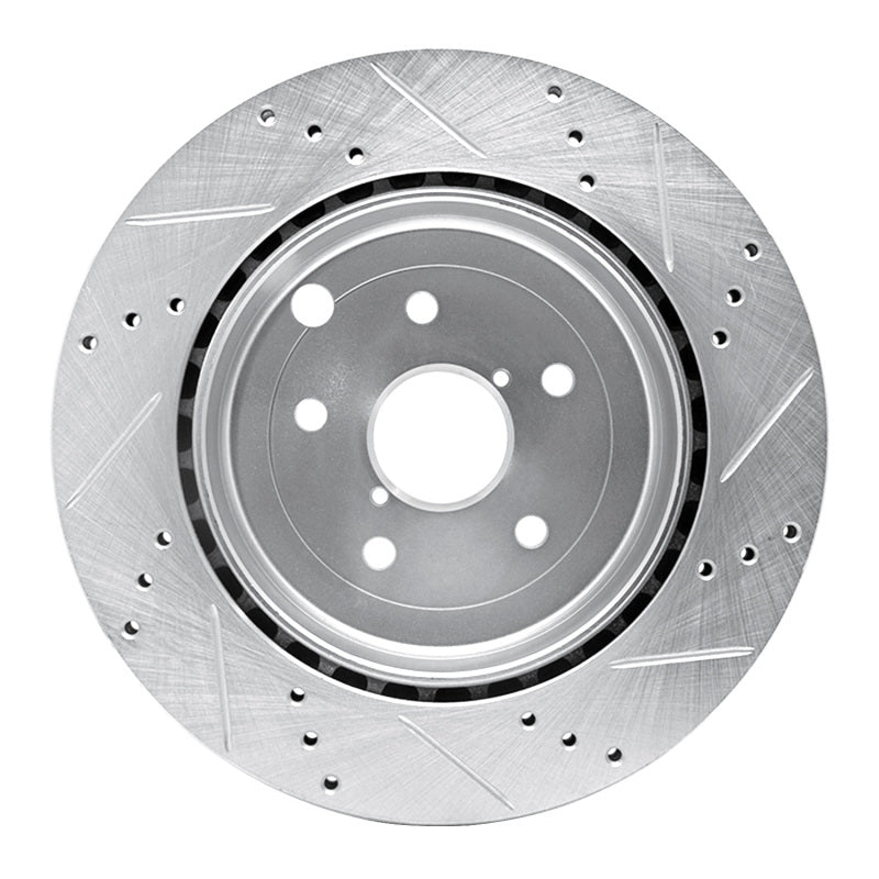 R1 08-20 Subaru Impreza Rear Left Drilled & Slotted Silver Brake Rotor