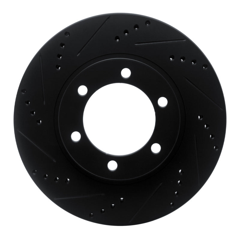 R1 03-09 Lexus GX470 Front Left Drilled & Slotted Black Brake Rotor