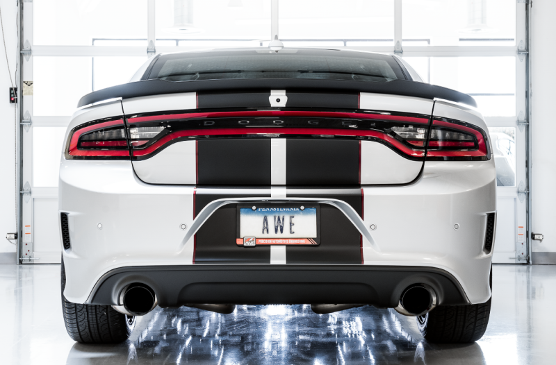 AWE Tuning 2015+ Dodge Charger 6.4L/6.2L Non-Resonated Touring Edition Exhaust - Diamond Blk Tips