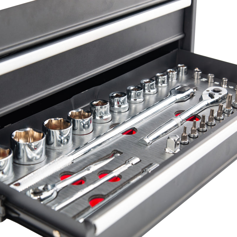 BikeMaster 3 Drawer Toolbox - Includes 129 Piece Tool Set