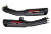 a pair of black exhaust pipes on a white background