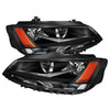 Xtune Volkswagen Jetta 11-14 Amber Crystal Headlights Black HD-JH-VJ11-AM-BK