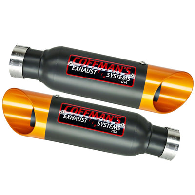 two orange exhaust systems on a white background