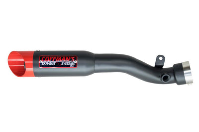 a red and black exhaust pipe on a white background