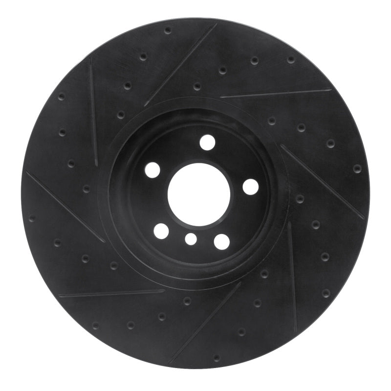 R1 16-25 BMW 230I xDrive Right Front Drilled & Slotted Black Brake Rotor