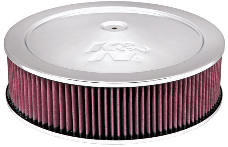 K&amp;N 14in Red Custom Air Cleaner Assembly - 5.125in ID x 14in OD x 3.75in H x 1.25in Drop Base