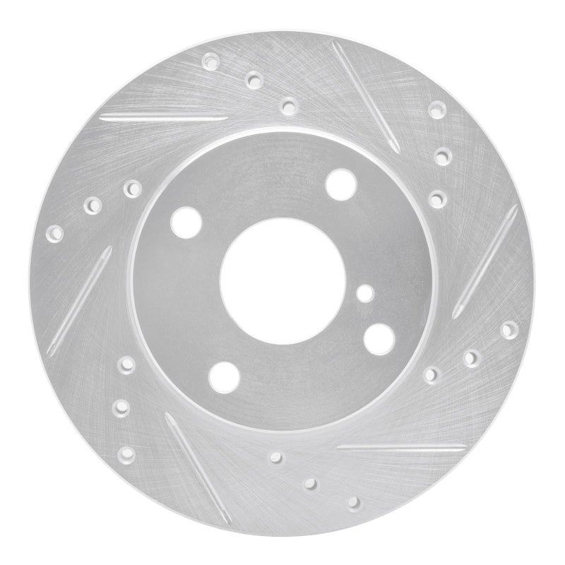 R1 90-93 Mazda Miata Front Right Drilled &amp; Slotted Silver Brake Rotor