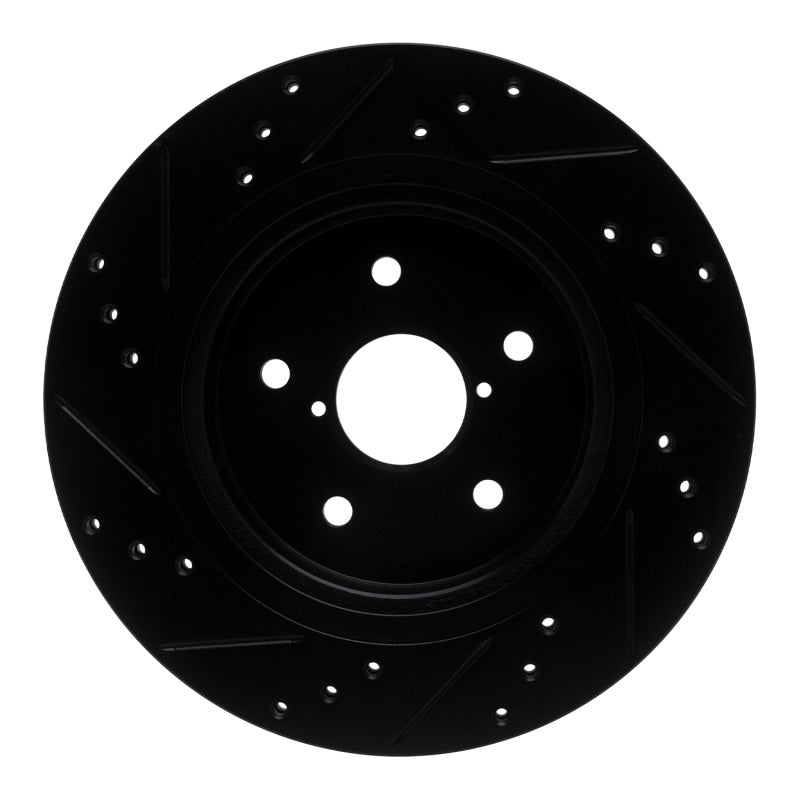 R1 15-25 Subaru Outback Rear Right Drilled & Slotted Black Brake Rotor