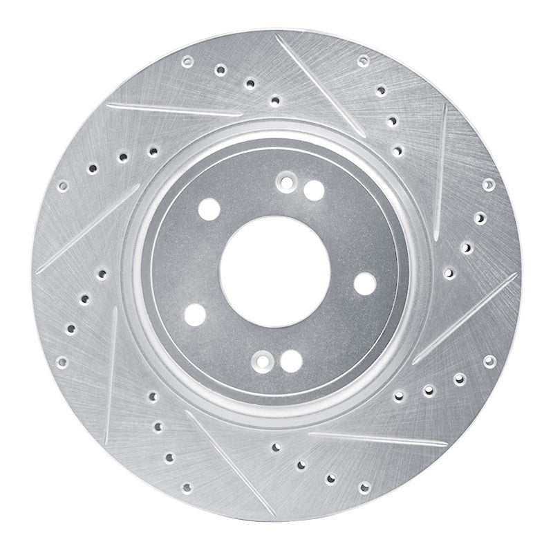 R1 18-23 Genesis G70 Front Right Drilled &amp; Slotted Silver Brake Rotor