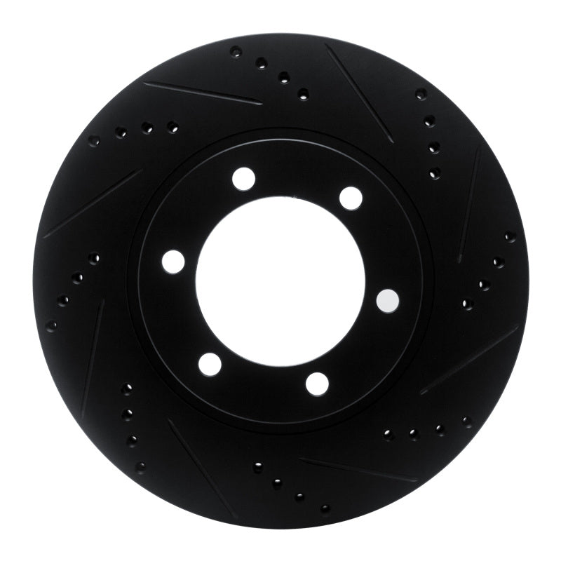 R1 03-09 Lexus GX470 Front Right Drilled &amp; Slotted Black Brake Rotor