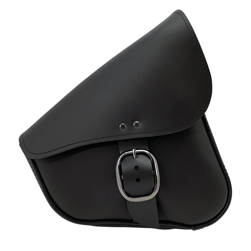 Willie &amp; Max HD Sportsters, Custom Hard Tails Leather Swingarm Bag Dual Shock w/Blk Buckle - Black