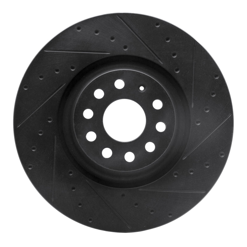R1 2022+ Volkswagen GTI Mk 8 Front Right Drilled &amp; Slotted Black Brake Rotor