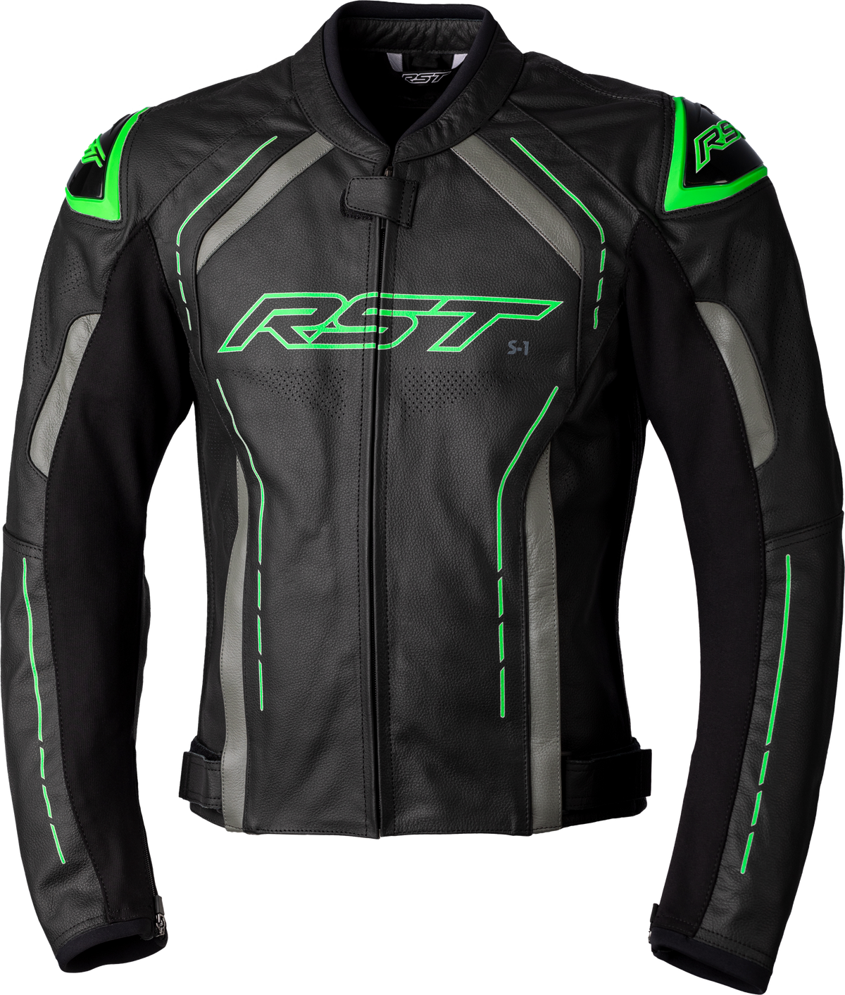 S1 Ce Jacket Blk/Gry/Neon Grn Leather 3xl