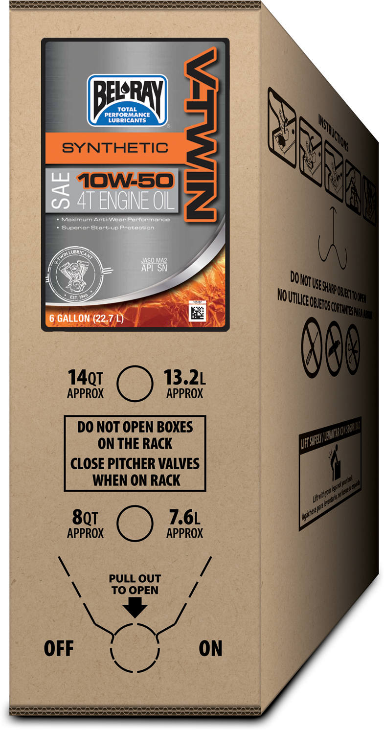 V Twin Full Syn Engine Oil 4t 10w50 6gal Bib