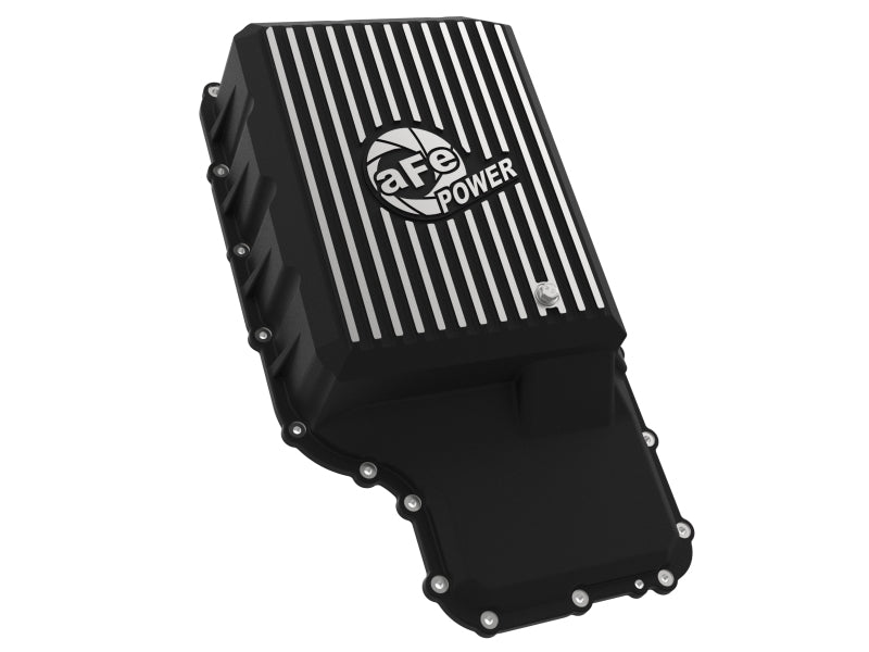 aFe 20-21 Ford Truck w/ 10R140 Transmission Pan Black POWER Street Series w/ Machined Fins