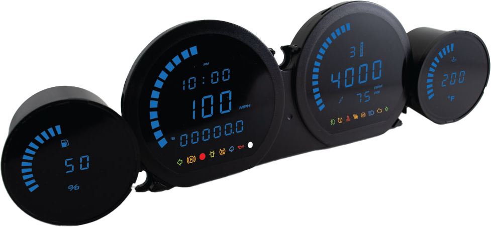4 Piece Blue Led Gauges `14 22 Flht Flhx Fltr