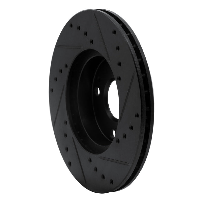 R1 94-02 Mazda Miata Front Left Drilled & Slotted Black Brake Rotor