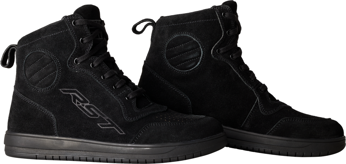 Ladies Hitop Moto Sneaker Ce Black Suede Sz 6