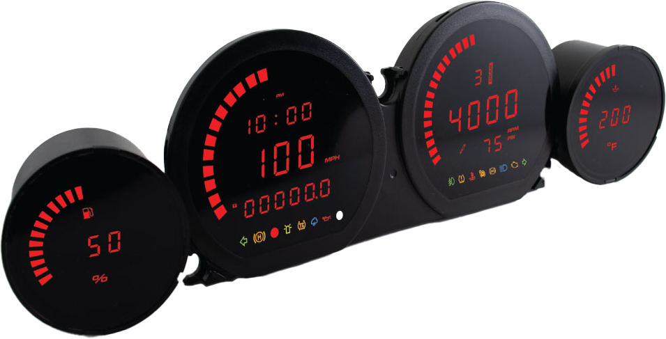 4 Piece Red Led Gauges `14 22 Flht Flhx Fltr
