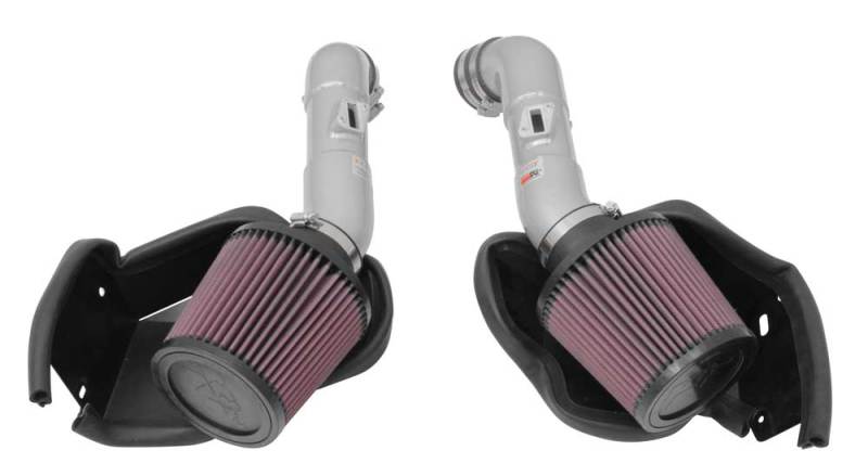 K&amp;N 14-15 Infiniti Q50 3.7L V6 Dual Silver Typhoon Short Ram Intakes
