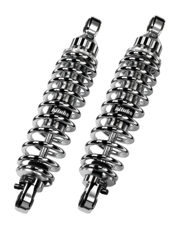 Bitubo WME0 Twinshocks Adjustable: Spring Preload, Rebound, Length 321mm, Chrome Edition