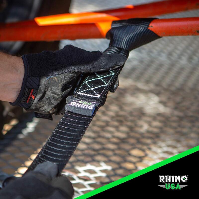 Rhino USA Heavy Duty Ratchet Tie-Downs 2-Pack (Black) 1.6In X 8Ft