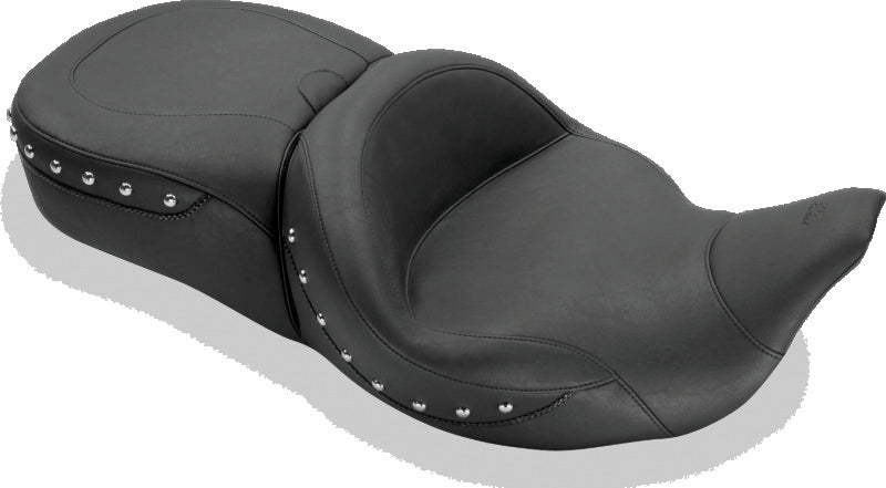 Mustang 08-21 Harley Electra Glide,Rd Glide,Rd King,Str Glide Super Touring 1PC Seat w/Studs - Black