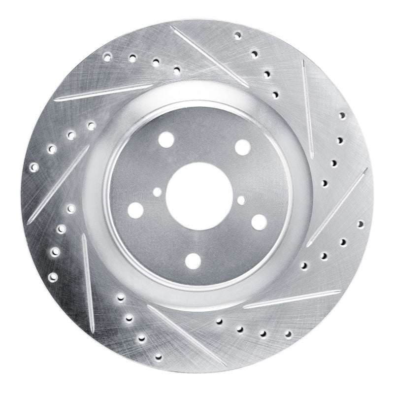R1 2020-2025 Subaru Impreza Front Right Drilled &amp; Slotted Silver Brake Rotor