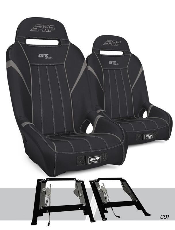 PRP GT3 Suspension Seats Kit for Can-Am Maverick X3 (Pair) - Black &amp; Gray