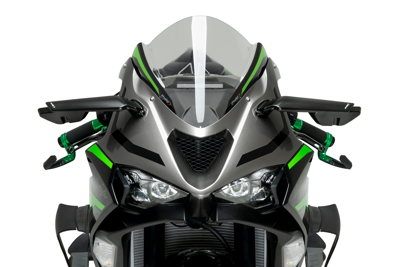 Aileron Rearview Mirror W/Turn Signal Black Kaw Pr