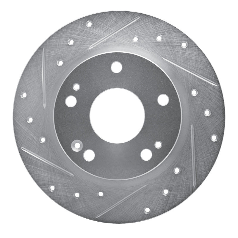 R1 16-25 Honda Civic Hatchback Rear Left Drilled &amp; Slotted Silver Brake Rotor
