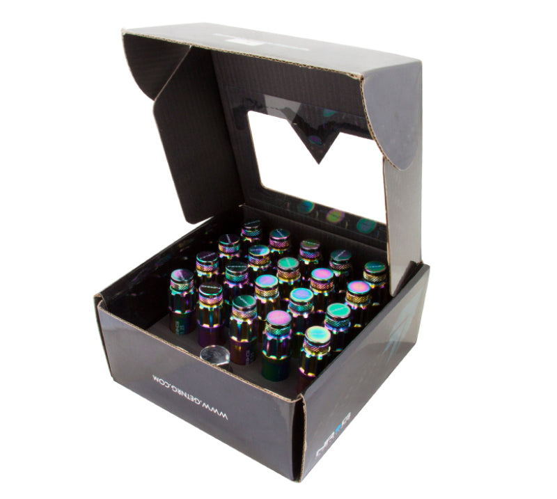NRG 700 Series M12 X 1.25 Steel Lug Nut w/Dust Cap Cover Set 21 Pc w/Locks &amp; Lock Socket - Neochrome