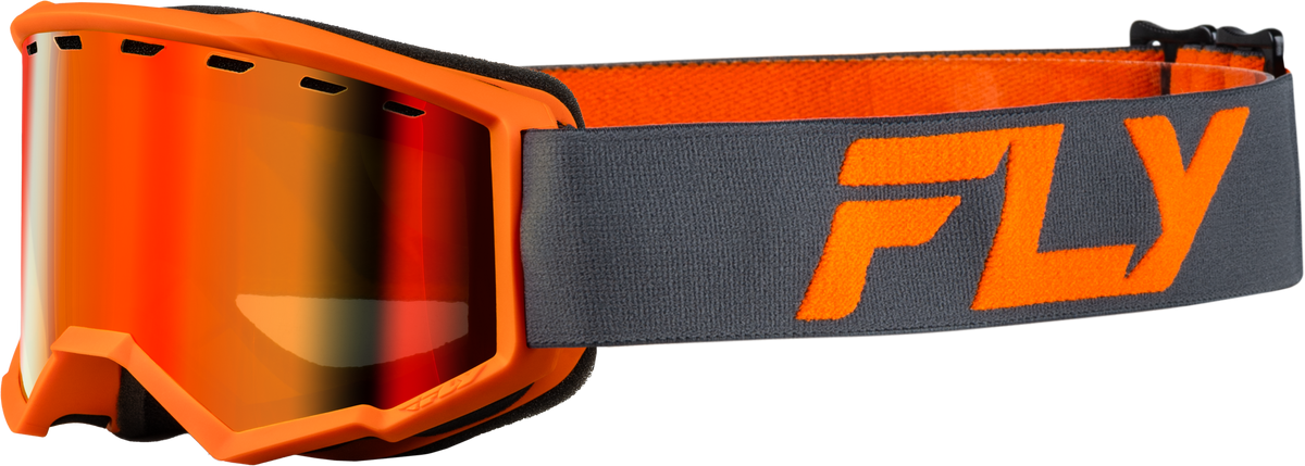 Yth Focus Snow Goggle Char/Org W/ Red Mirror/Amber Lens